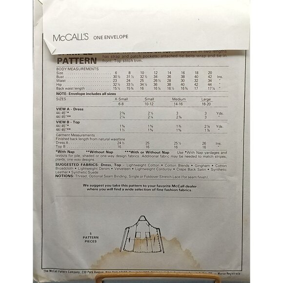 Vintage McCalls 2-Hour Misses Wrap Dress & Top Sewing Pattern No. 0012 - Picture 2 of 2